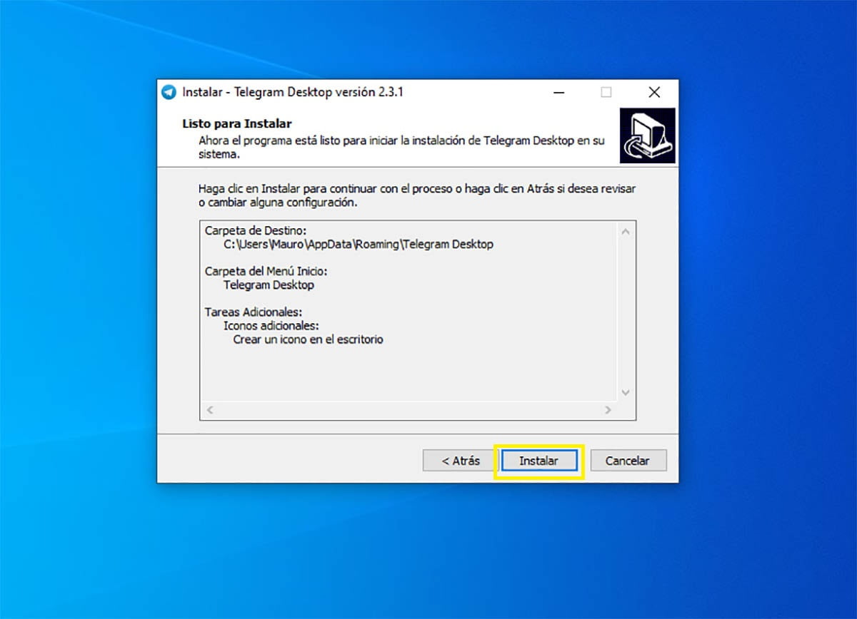 Instalar Telegram PC Windows