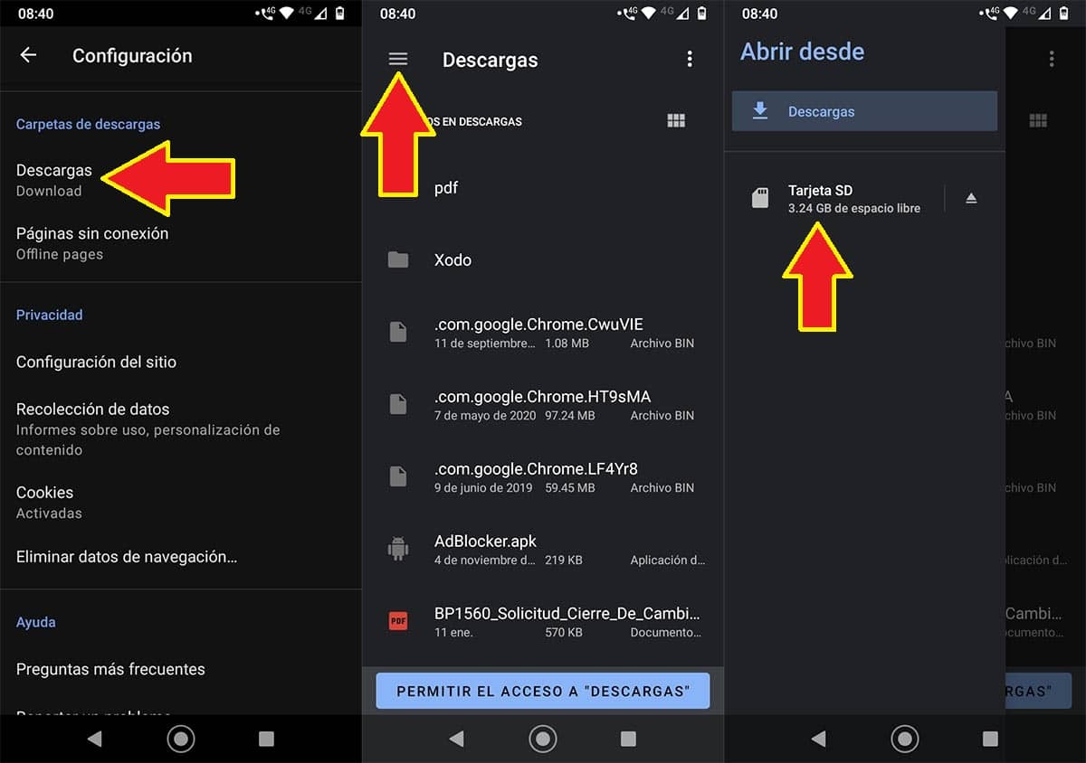 Cambiar ubicación de las descargas Opera Android