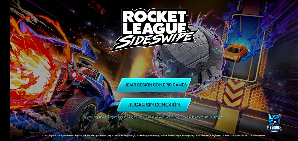 Entrar en el menu principal Rocket League Sideswipe