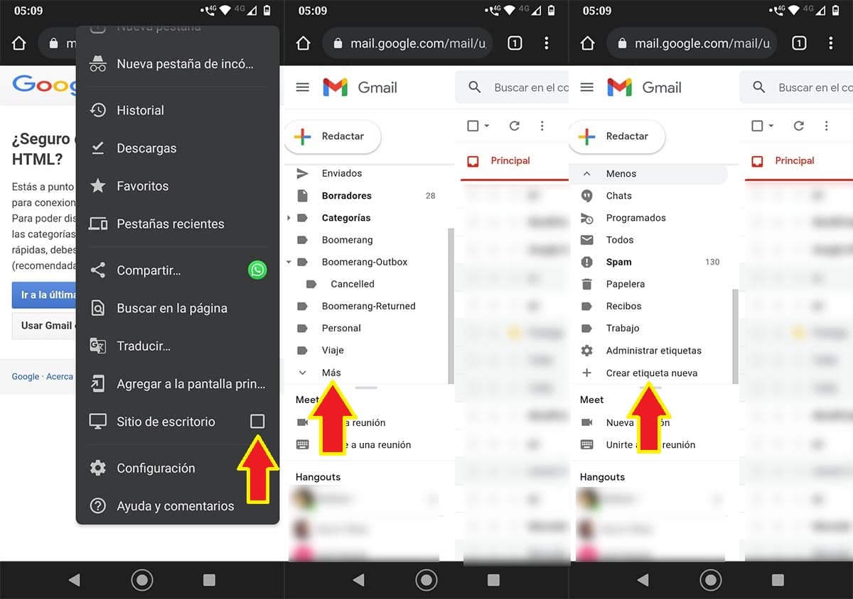 Gmail version escritorio Android