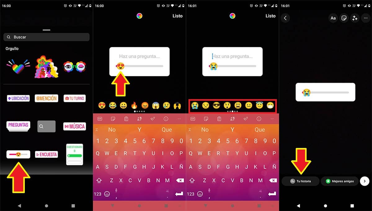 Cambiar el emoji de la barra deslizante de Instagram