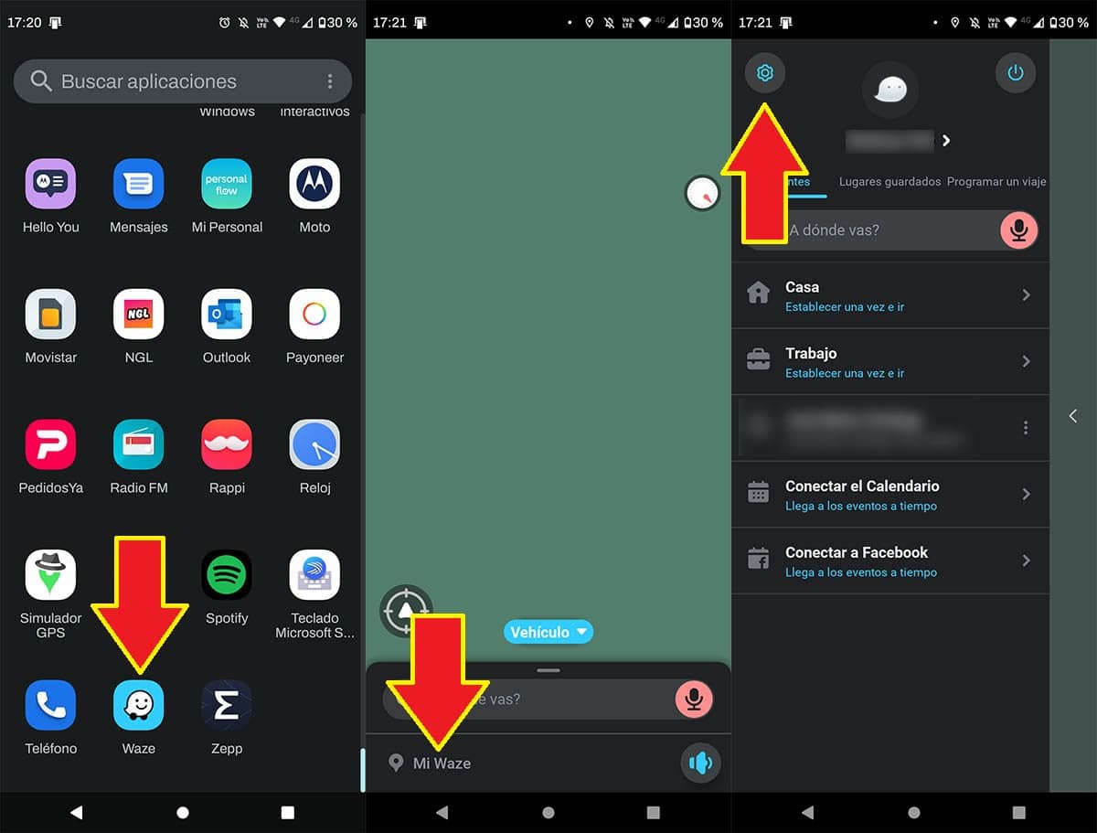 Entrar en los ajustes de Waze en Android