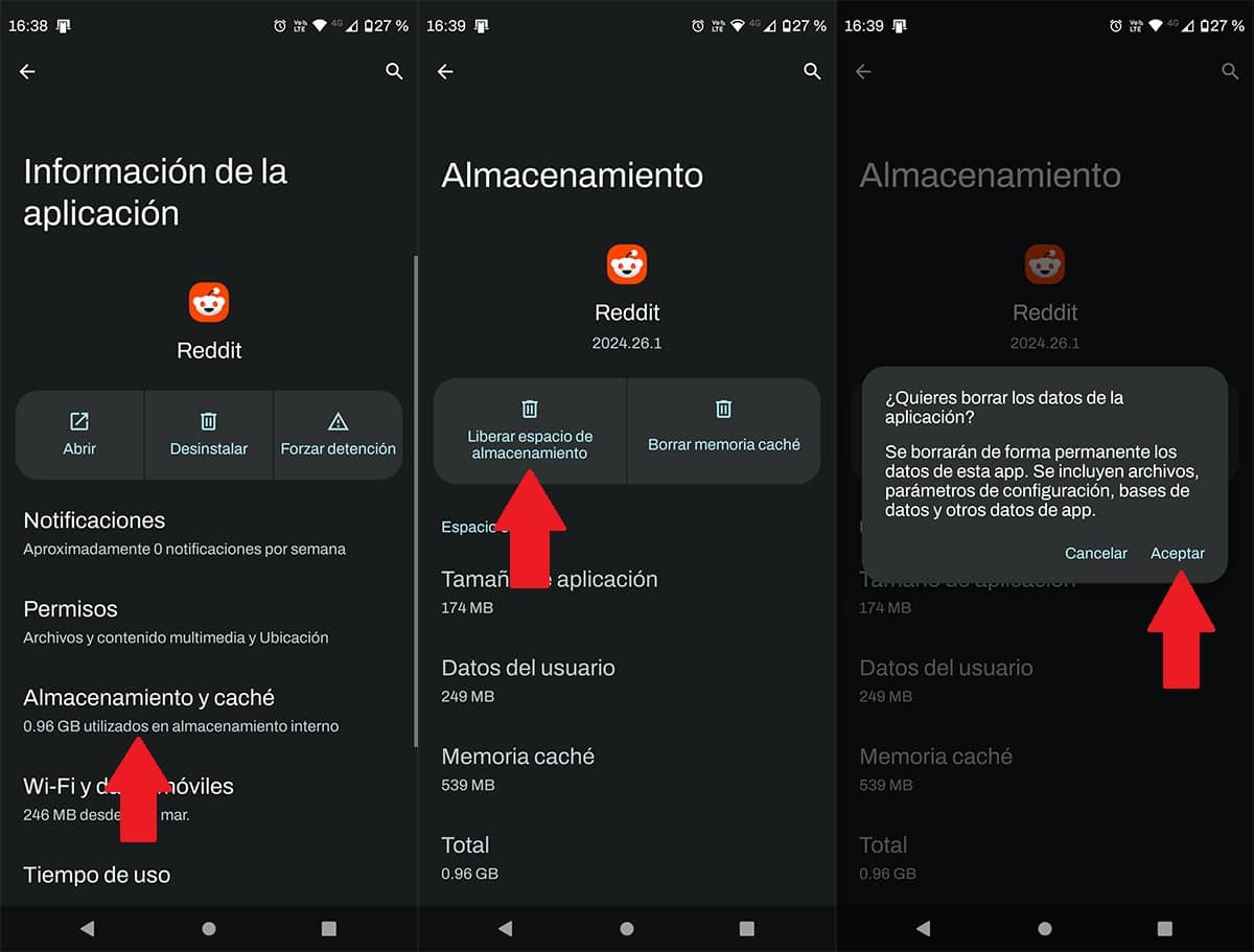 Eliminar todos los datos de la app de Reddit en Android